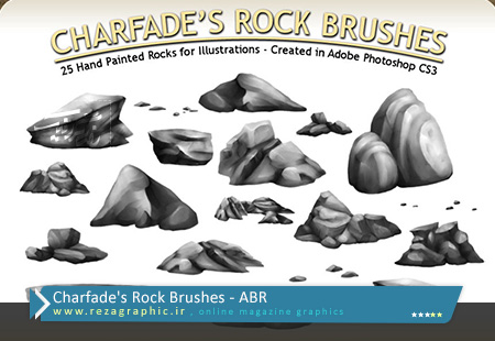  مجموعه براش صخره برای فتوشاپ - Charfade's Rock Brushes | رضاگرافیک